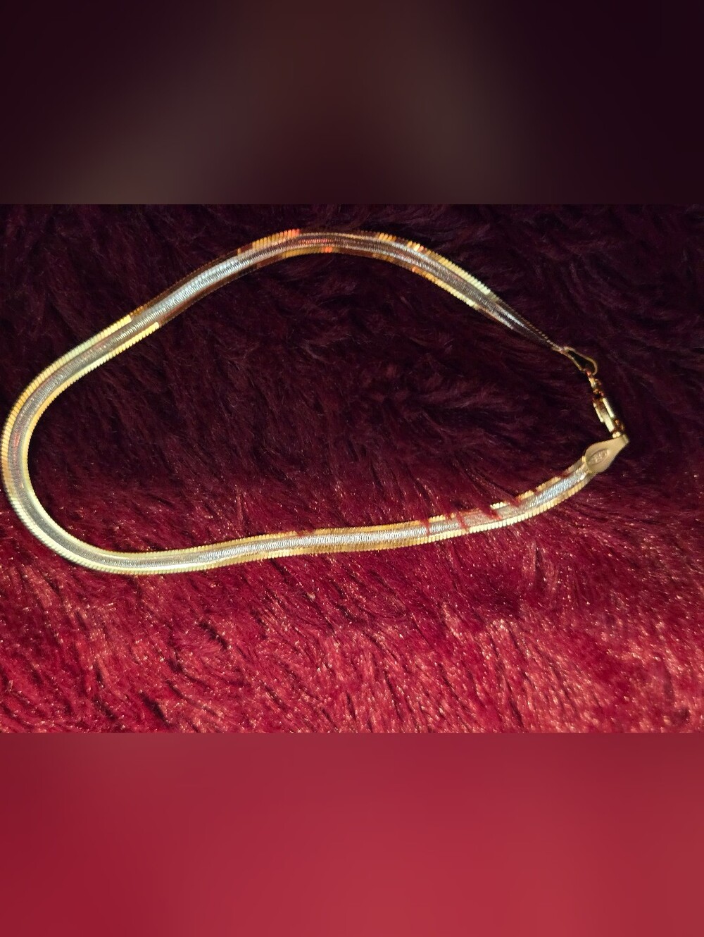 Classic Two-Tone Reversible Herringbone Chain Bracelet In Gold And Silver Inlay